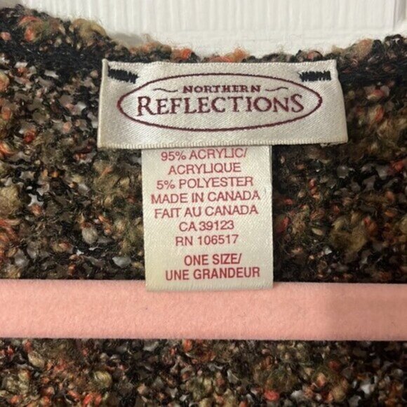 Vintage Northern Reflection Poncho Neutral Brown Knit Minimalist Women's M/L - Picture 5 of 5